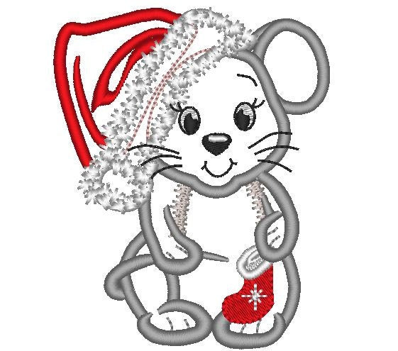 Little Christmas Santa Mouse Applique