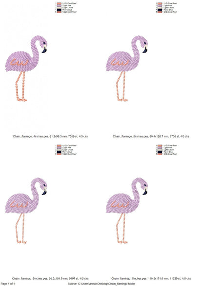 Chain stitch Flamingo embroidery chain flamingos machine embroidery