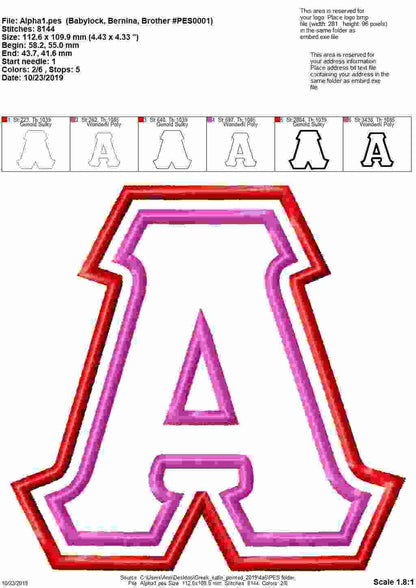 Sororities Greek Font Classic Double Applique