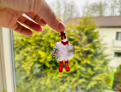 Fringed Chicken Earrings Charm