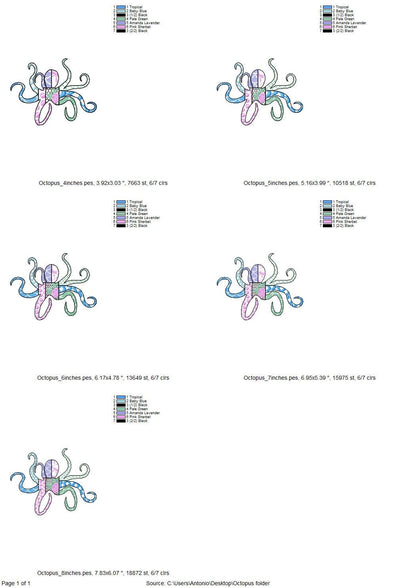 Patchwork Octopus patterned sea life ocean fish animal Tentacles