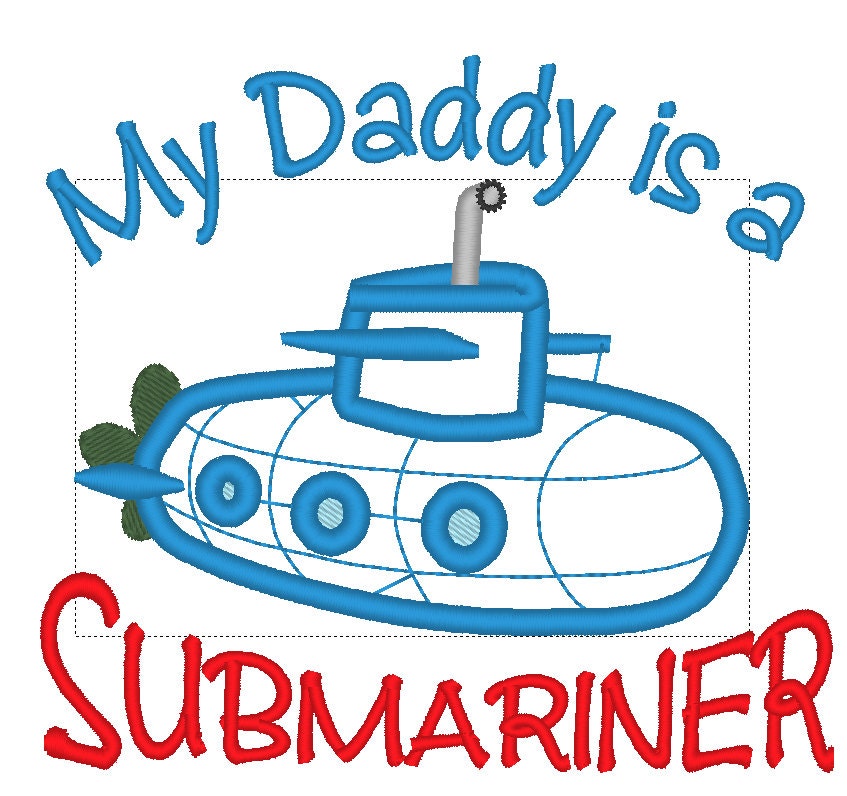Submarine machine embroidery applique and filled design