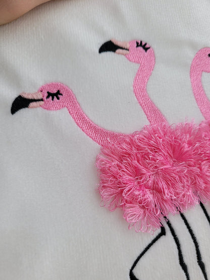 Fringed Fluffy Flamingo Flock of 4