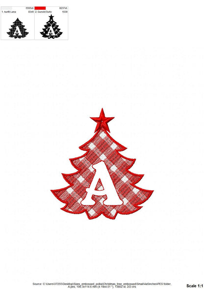 Gingham Plaid Christmas Tree Monogram Frame