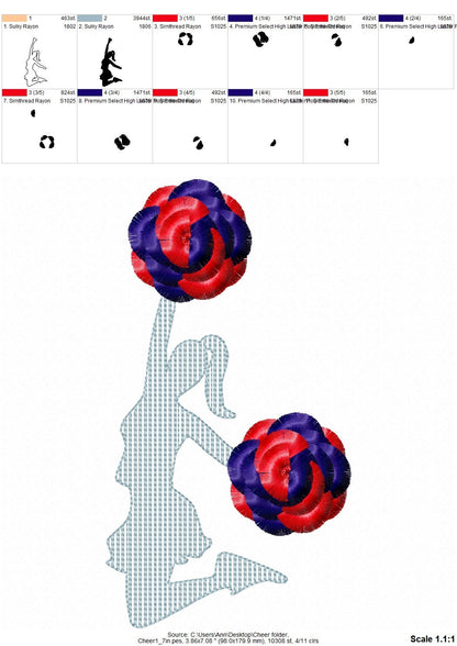 Glitter Cheerleader with Fringed Pom Poms Set