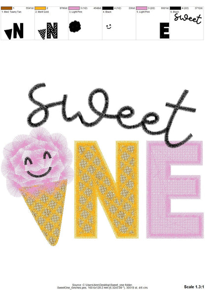 Sweet One written Birthday Number fringed Chenille fur Fluffy ice-cream