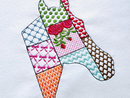 Patchwork Horse face Farm animal patterned Horse head silhouette