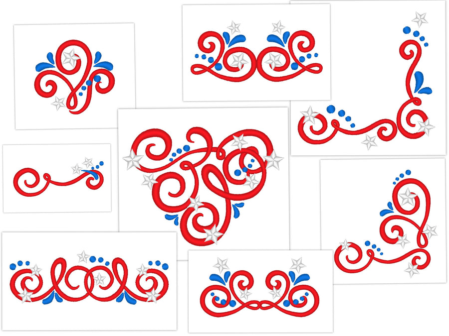 Patriotic Ornamental Monogram Corner and Border