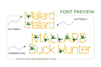 Satin stitch Mallard Font block type alphabet monogram machine