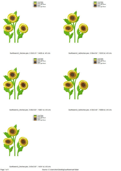 Three Fringed Sunflower Stems