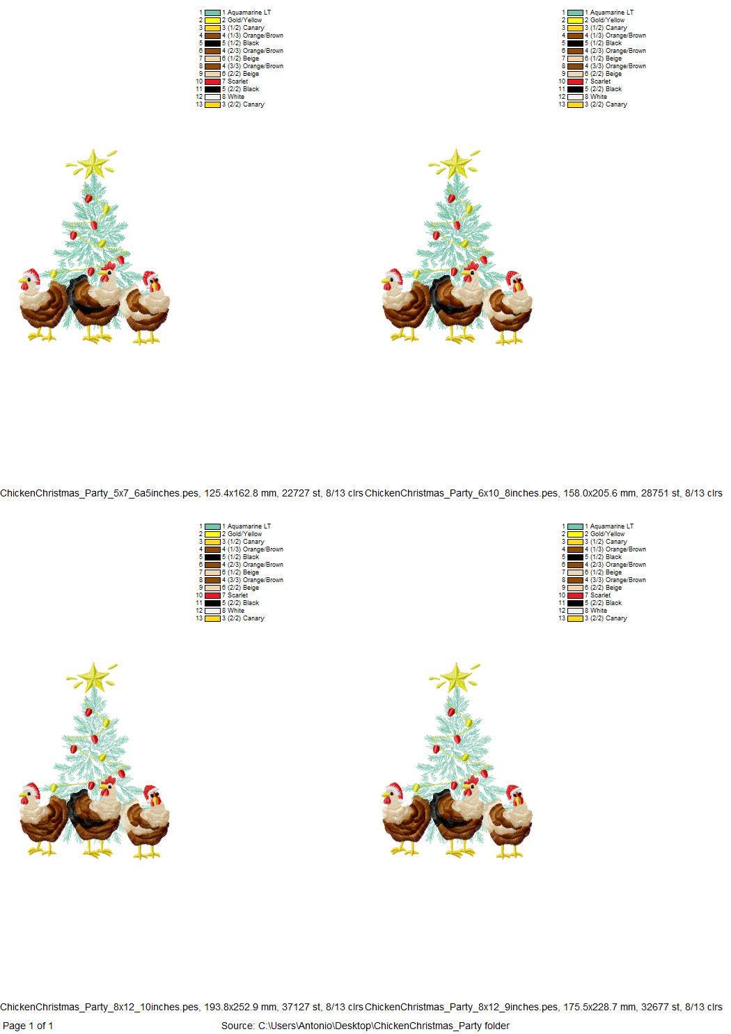 Chicken Christmas Party machine embroidery designs Fringed Fluffy