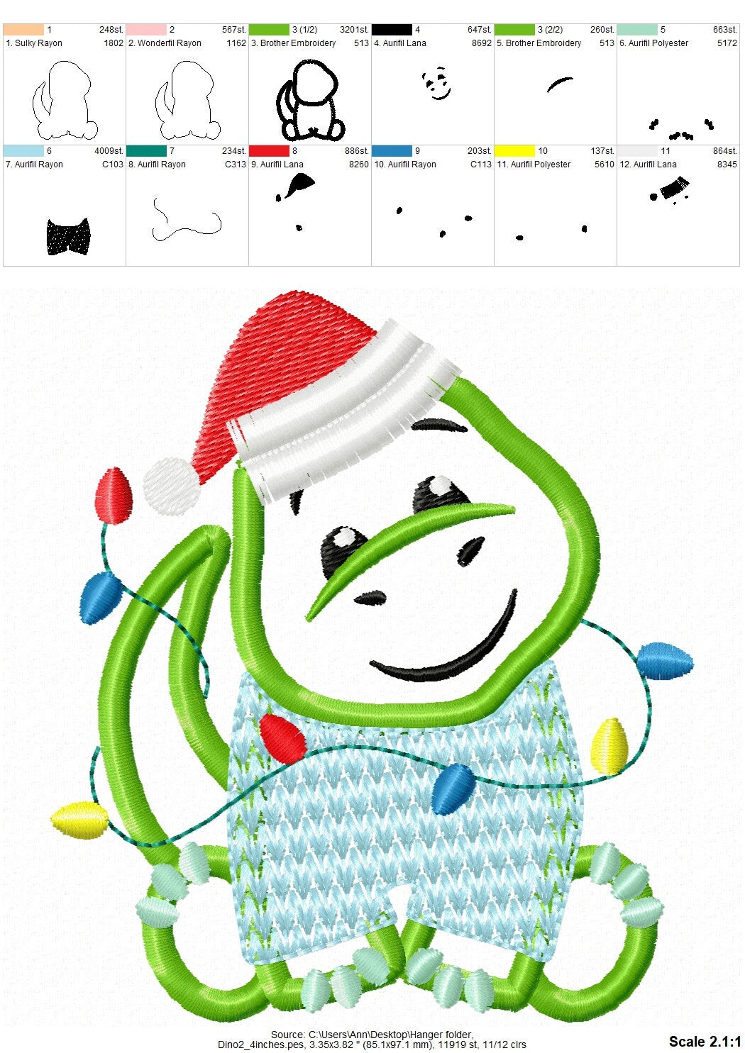 Little Christmas Dinosaur Applique