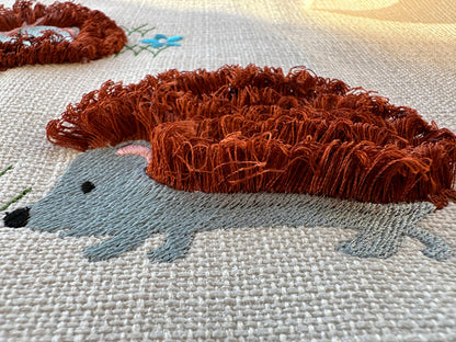 Hedgehog SET of 3 fringed Fluffy chenille wildlife animal machine