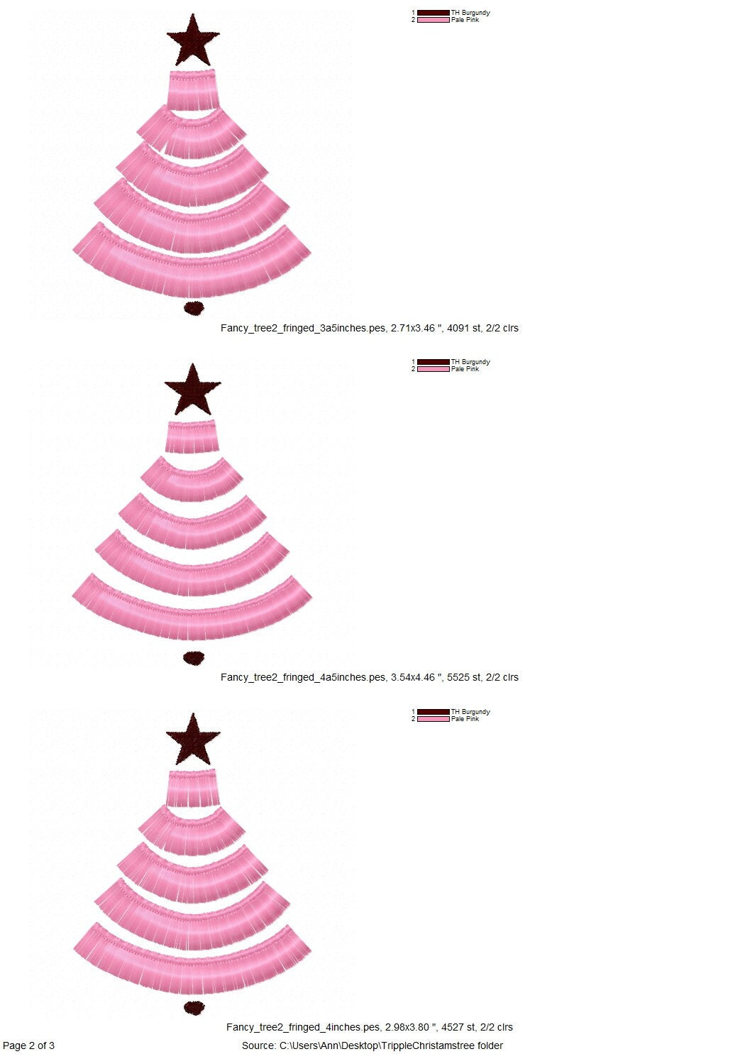 Three Single Fringed Christmas trees