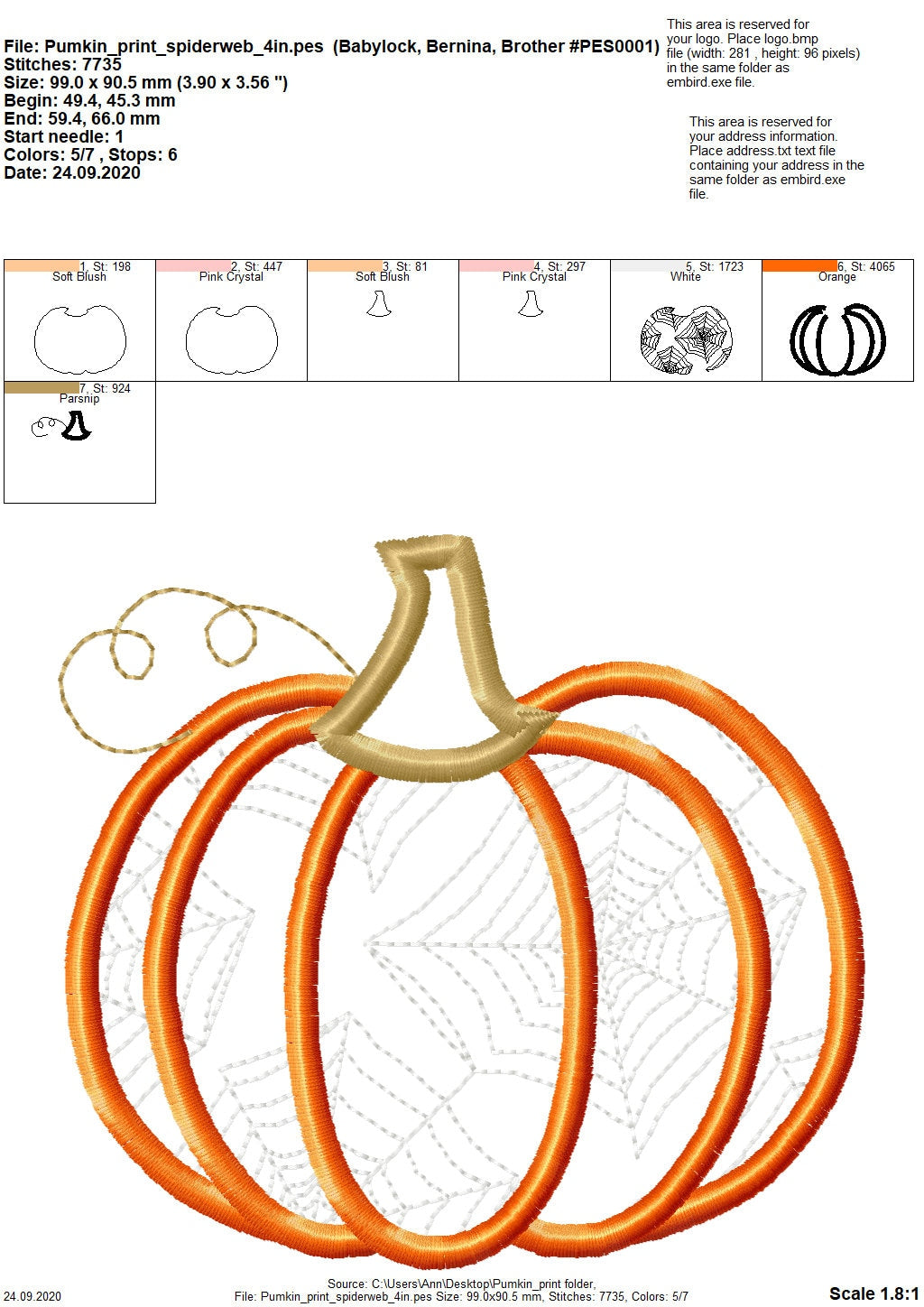 Spiderweb Patterned Pumpkin Applique