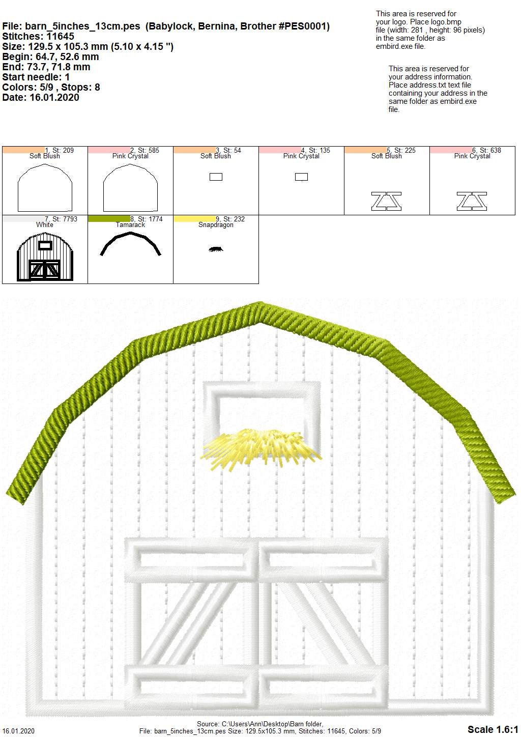 Farm Barn House Applique