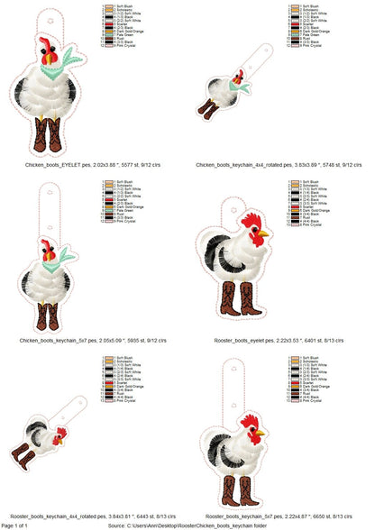 Cowboy Boots Fringed Chicken Keychain