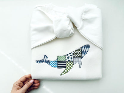 Patchwork Whale Sea Life ocean marine animal silhouette patterned