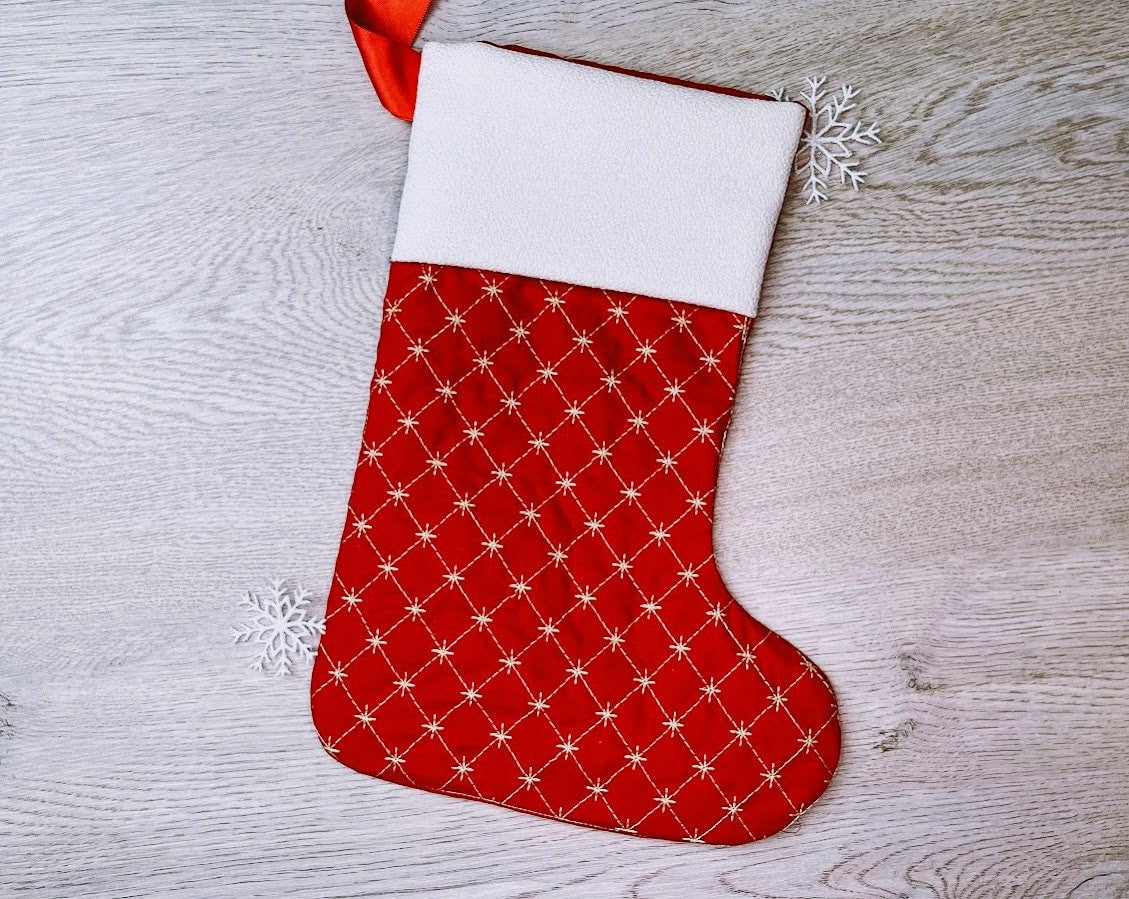 Quilted Christmas Stocking with Cuff ITH