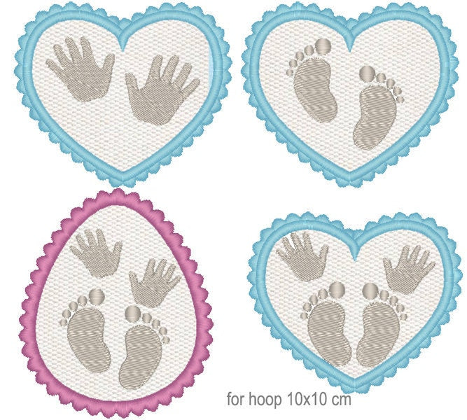 Baby Inside Hand and Footprint Applique Set
