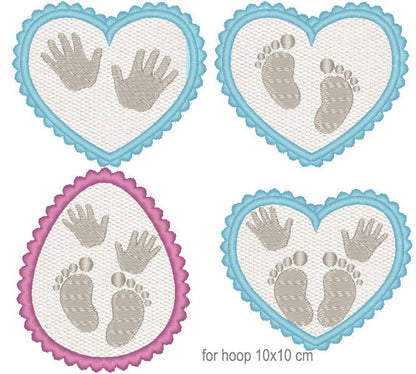 Baby Inside Hand and Footprint Applique Set