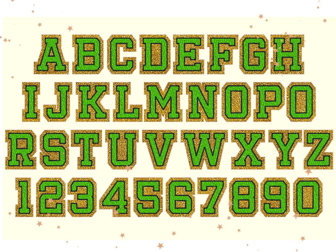 Glitter HTV Vinyl Narrow Athletic Font