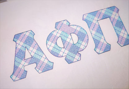 Gingham Plaid Patterned Sororities Greek Font