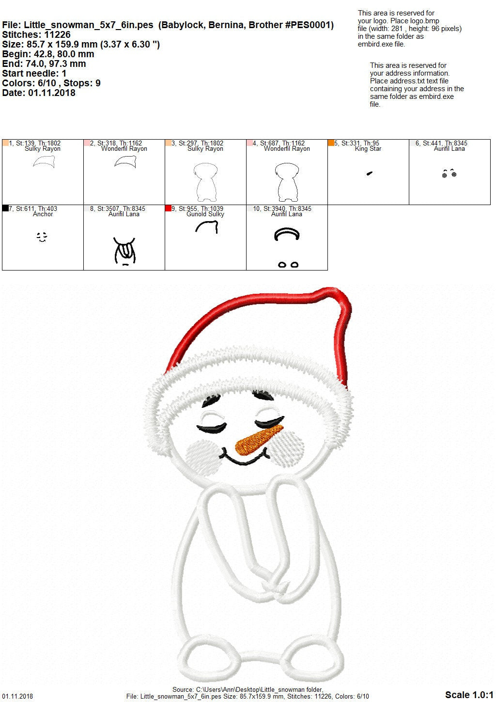 Pretty Little Snowman Applique