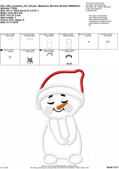 Pretty Little Snowman Applique