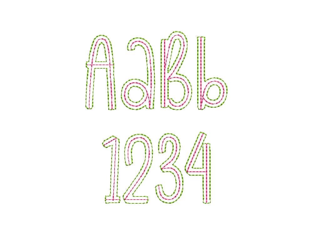 Thin Outline Bean Stitch Font