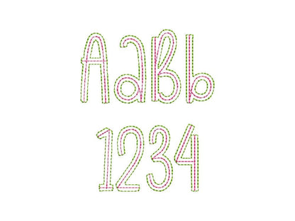 Thin Outline Bean Stitch Font