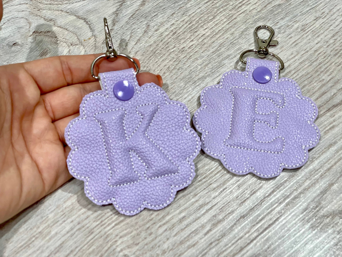 Scalloped Edge Puffy Puff Foam Monogram Keychain