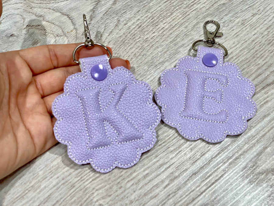 Scalloped Edge Puffy Puff Foam Monogram Keychain