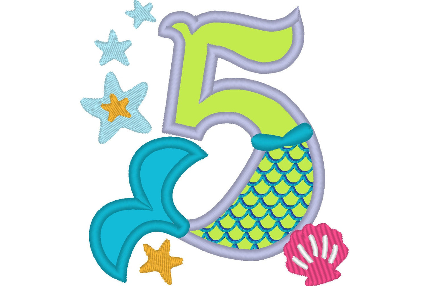 Mermaid Tail Birthday Number 5