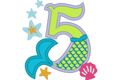 Mermaid Tail Birthday Number 5