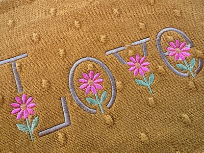 Satin Stitch Spring Flower Font Set