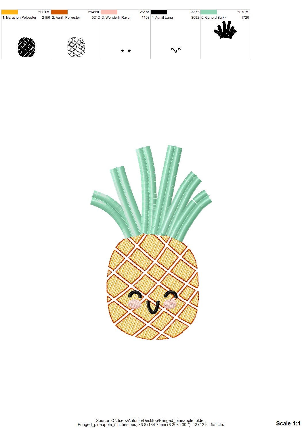 Cute Little Fringed Pineapple