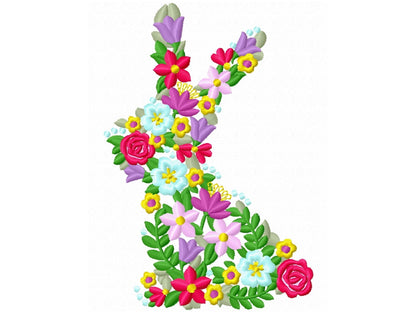 Floral Easter Bunny Outline