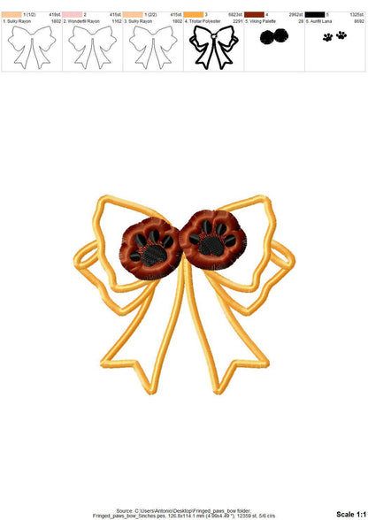 Fringed Puppy Paws and Bow