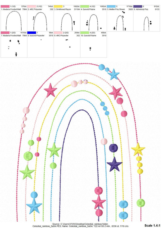 Stars and Dots cute adorable Celestial Rainbow light stitch rainbow