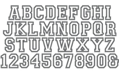 Wide Chain Stitch Outline Varsity Font