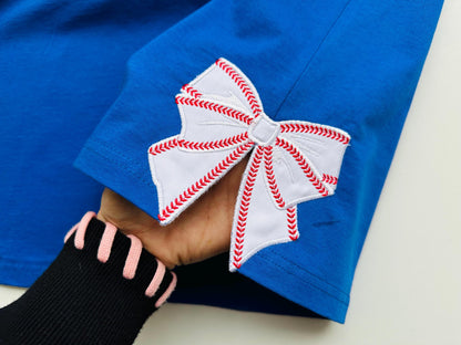 Baseball Stitch Sport Side Bow Applique