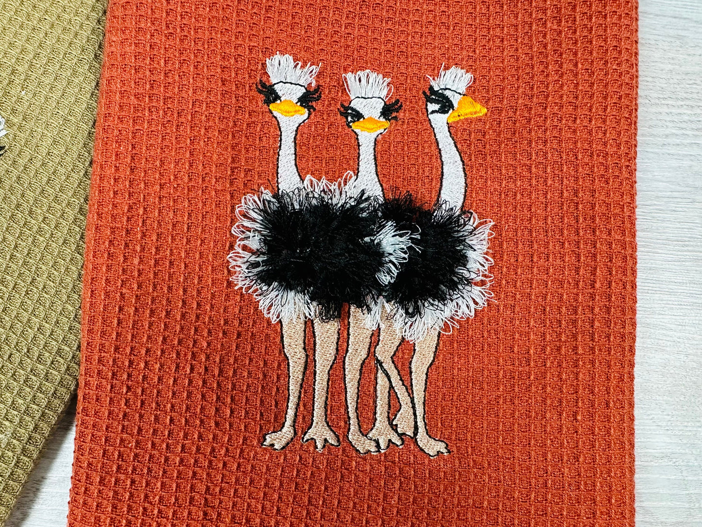 Fringed Ostrich Flock of 3
