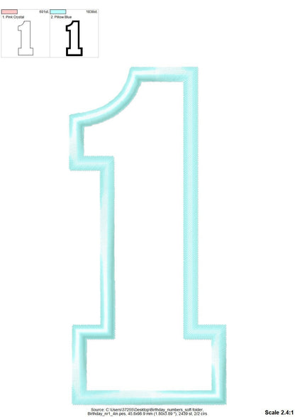 Soft Block Font Kids Birthday Numbers Applique
