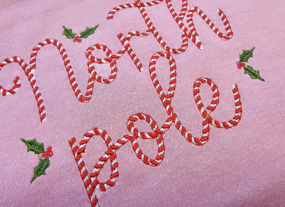 Candy Cane Stitch Striped Font – Sizes 1.3" 1.7" 2" 2.4" 3" 3.6" BX Digital Font File | Artapli