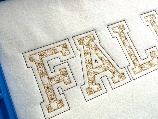 Floral Fill Light Stitch 2 Outlines Varsity Font