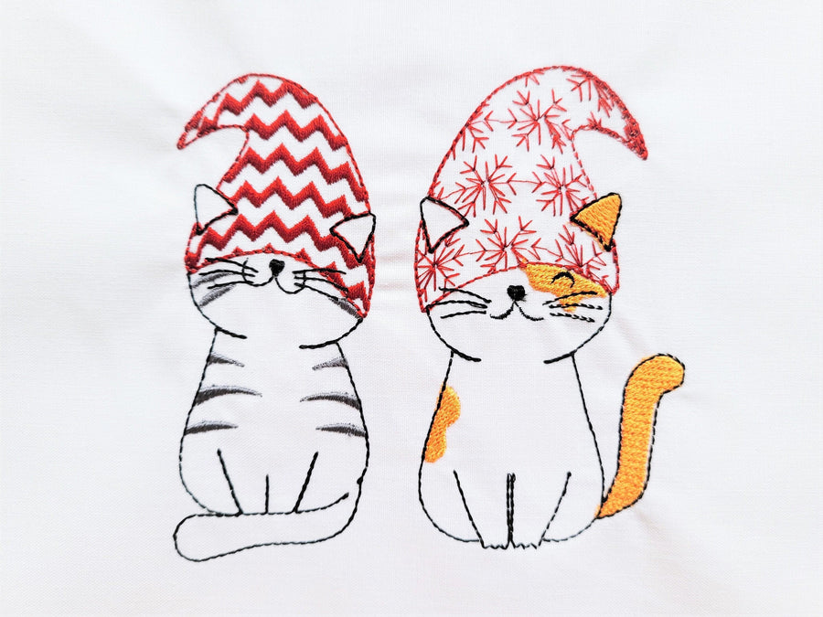 Christmas Gnome Kitty Cat 2 in a row