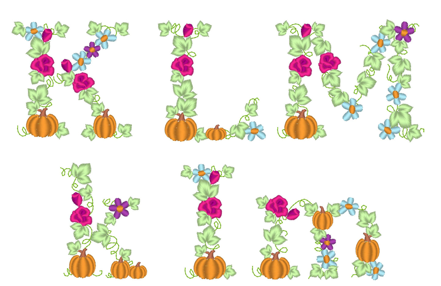 Fall Thanksgiving Pumpkin Floral Font