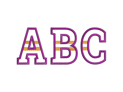 Striped FONT Applique Sports stripes alphabet monogram letters Block