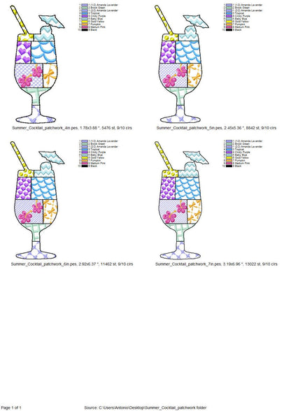 Patchwork Summer Cocktail with Straw Umbrella beach pool party drink